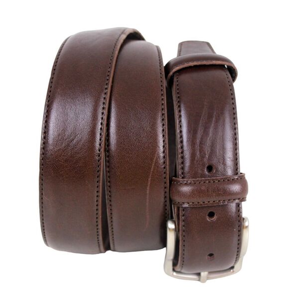 Vera Pelle Italy BROWN GENUINE LEATHER 1.25"Wd CASUAL DRESS BELT Sz 56/165 (X35 - Picture 1 of 14